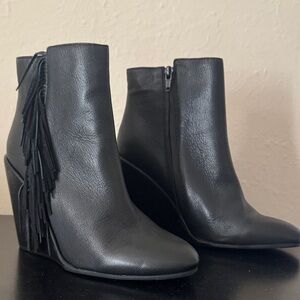 See By Chloe Black Ankle Boots with Fringe
